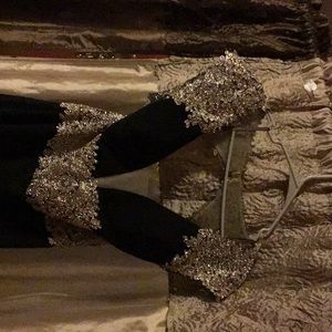 Black gown with gold sequins sz 14 Camille.